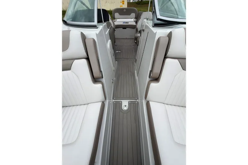 Slide: The Image of 2026 Crownline 278 SS boat interior with sleek seating and modern design. - 13
