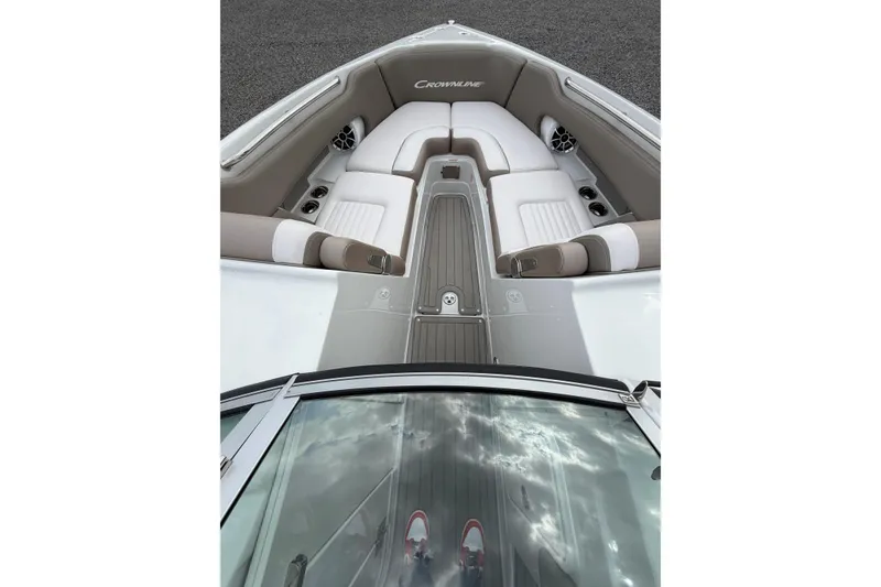 Slide: The Image of 2026 Crownline 278 SS boat interior with luxurious seating and sleek design. - 14