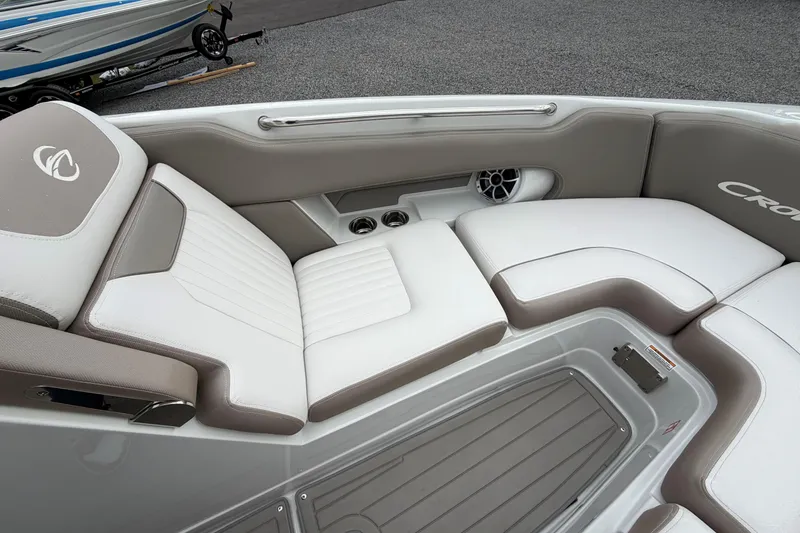 Slide: The Image of Luxurious seating on 2026 Crownline 278 SS boat, featuring sleek design and comfortable upholstery. - 23