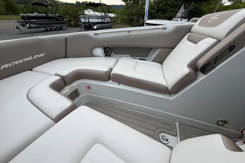 Slide: The Image of Luxurious seating on 2026 Crownline 278 SS boat, featuring sleek design and comfortable upholstery. - 6