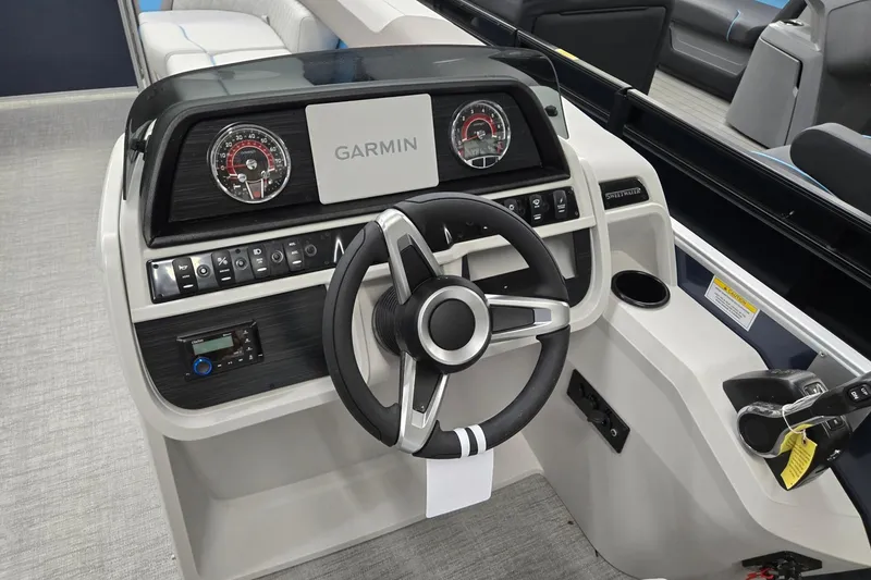 Slide: The Image of Steering console of 2026 Godfrey Sweetwater 2086 C with Garmin navigation system. - 11