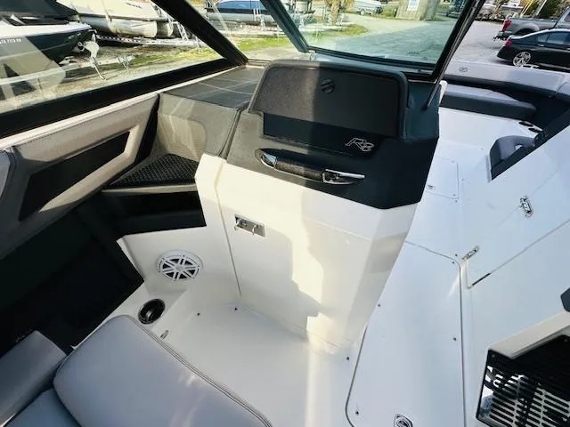 Slide: The Image of Interior of a 2022 Cobalt R8 boat, featuring sleek design and modern amenities. - 16