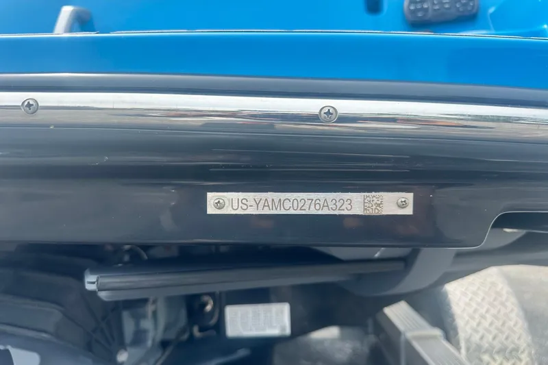 Slide: The Image of 2023 Yamaha Boats 222XD hull identification number plate close-up. - 13