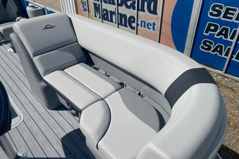 Slide: The Image of Luxurious seating on 2026 SunCatcher Select 322RC pontoon boat, featuring sleek design and comfort. - 8