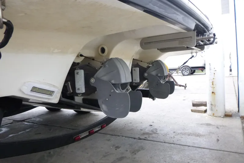 Slide: The Image of Rear view of 2011 Yamaha Boats 242 Limited S jet propulsion system. - 4