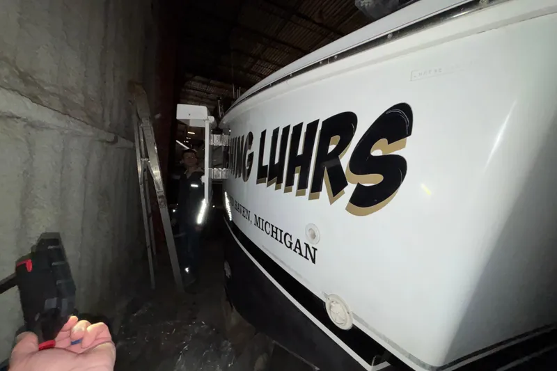 The Image of 1995 Luhrs 29 Open boat in storage, Grand Haven, Michigan. - 1