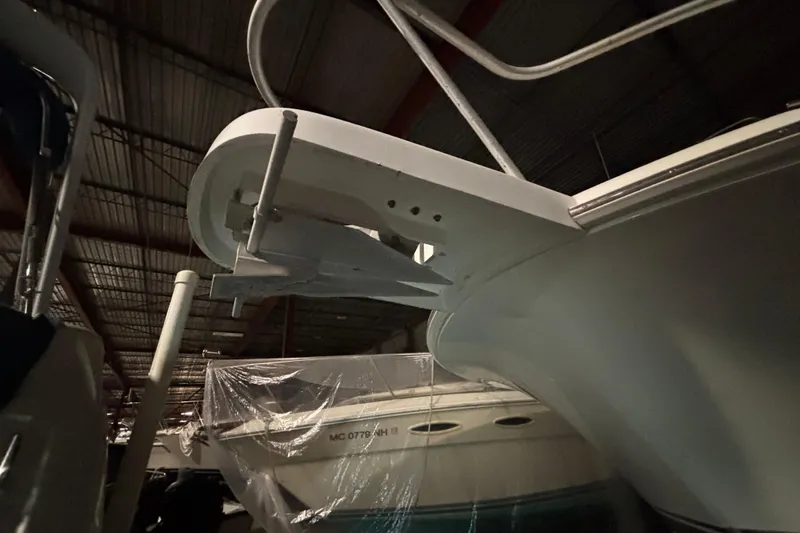 Slide: The Image of 1995 Luhrs 29 Open boat in storage, bow view with anchor mount. - 41