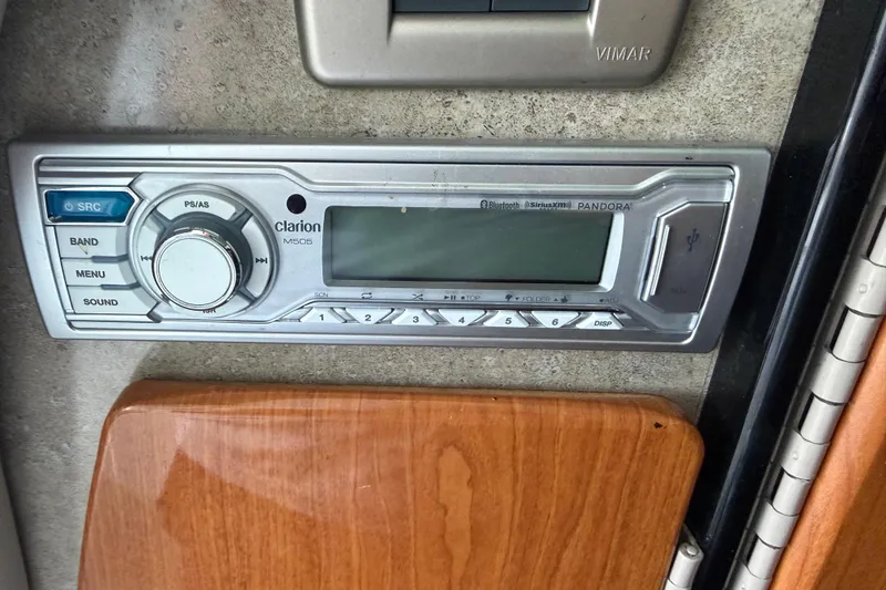 Slide: The Image of Clarion M505 stereo system in 2005 Formula 330 Sun Sport boat interior. - 32