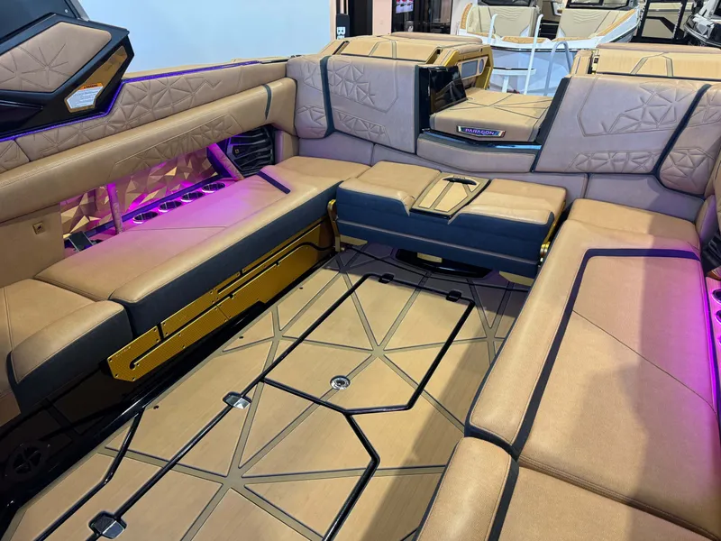 Slide: The Image of Interior of 2025 Nautique Super Air Nautique G25 Paragon with luxurious seating. - 17