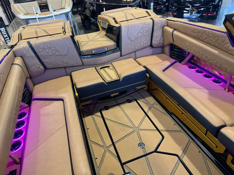 Slide: The Image of Interior of 2025 Nautique Super Air Nautique G25 Paragon with luxurious seating. - 18