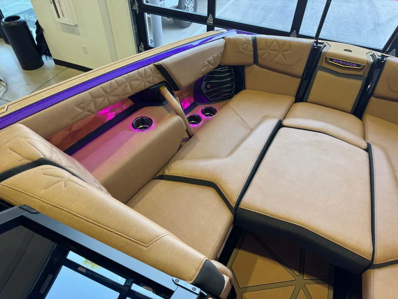Slide: The Image of Luxurious interior of the 2025 Nautique Super Air Nautique G25 Paragon. - 21