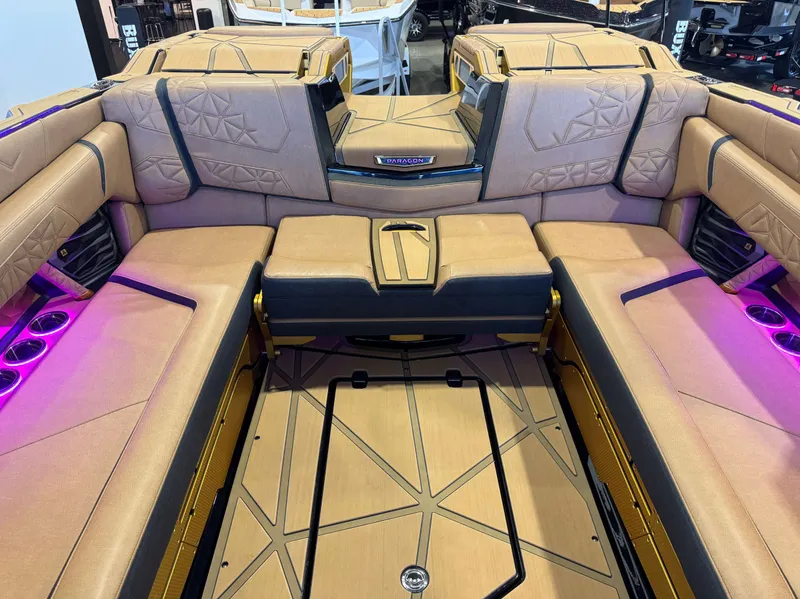 Slide: The Image of Interior of 2025 Nautique Super Air Nautique G25 Paragon with luxurious seating. - 29
