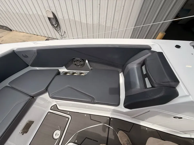 Slide: The Image of Interior of 2026 Scarab 285 LX with gray upholstery. - 23