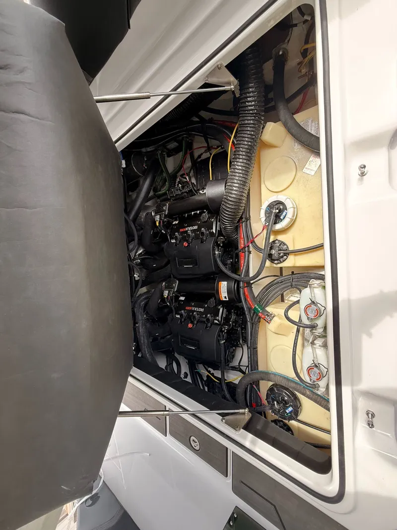 Slide: The Image of Engine compartment of 2026 Scarab 285 LX boat. - 27