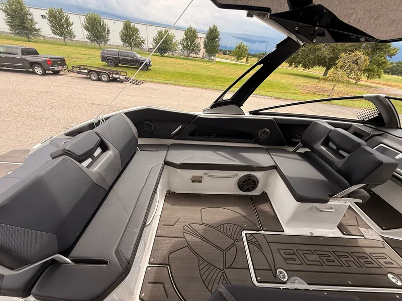 Slide: The Image of Interior of 2026 Scarab 285 LX featuring luxurious seating and modern design. - 28