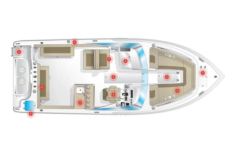 Slide: The Image of Manufacturer Provided Image: Top view layout of 2019 Sailfish 275 DC boat interior. - 16