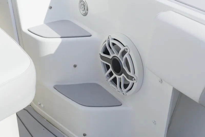 Slide: The Image of 2020 Parker 2810 XLD Walkaround boat interior with speaker and seating detail. - 13