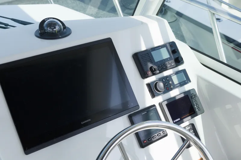 Slide: The Image of Dashboard of 2020 Parker 2810 XLD Walkaround with navigation and control instruments. - 20