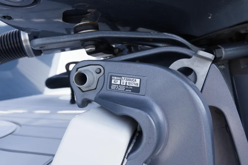 Slide: The Image of Close-up of Yamaha outboard motor on 2020 Parker 2810 XLD Walkaround boat. - 32
