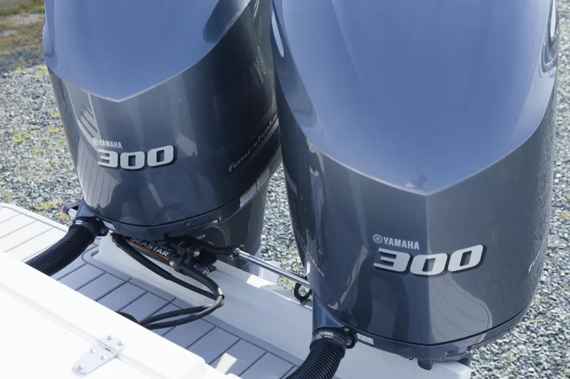 Slide: The Image of Twin Yamaha 300 engines on a 2020 Parker 2810 XLD Walkaround boat. - 6