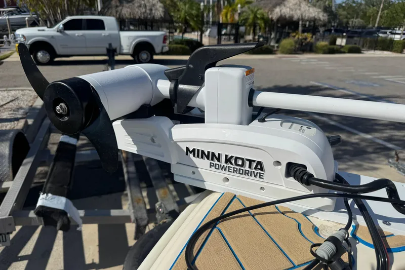 Slide: The Image of Minn Kota PowerDrive motor on 2005 Scout 175 Sportfish boat trailer. - 6