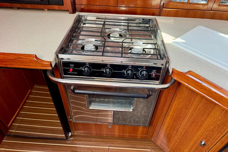 Slide: The Image of Stainless steel stove in 2007 Hunter 41 Deck Salon yacht kitchen. - 11