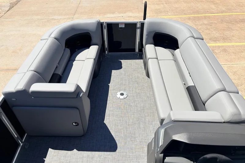 Slide: The Image of 2026 Sun Tracker Party Barge 22 DLX with spacious seating and modern design. - 11