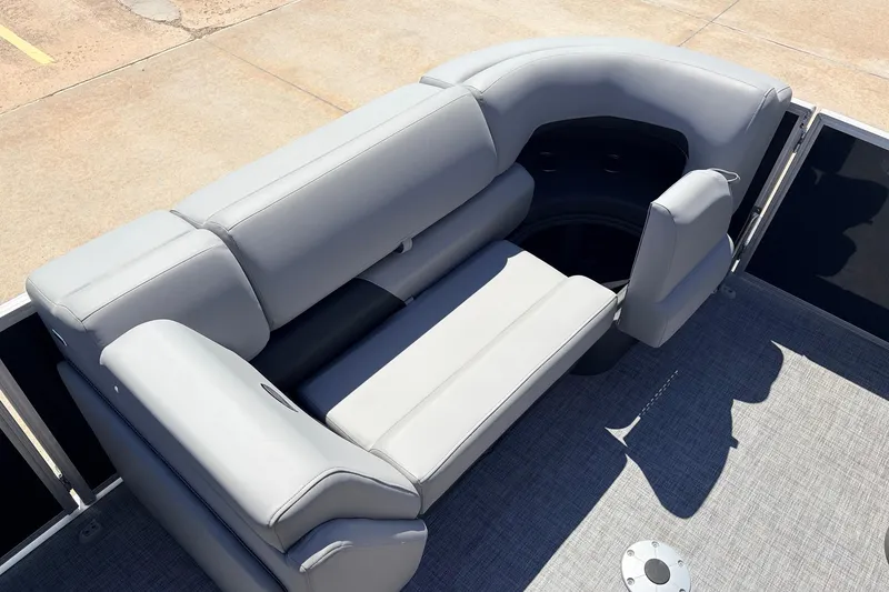 Slide: The Image of 2026 Sun Tracker Party Barge 22 DLX with spacious, comfortable seating on deck. - 15