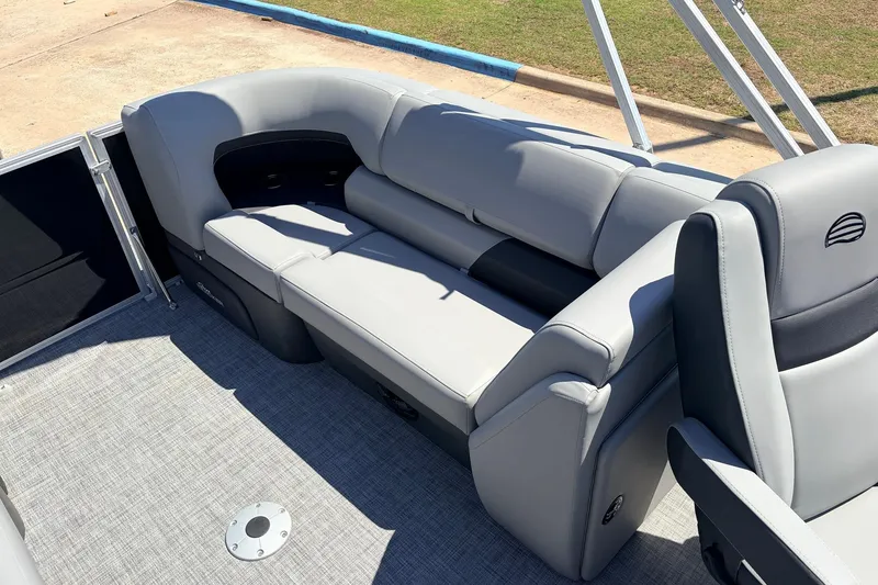 Slide: The Image of Luxurious seating on 2026 Sun Tracker Party Barge 22 DLX pontoon boat. - 37