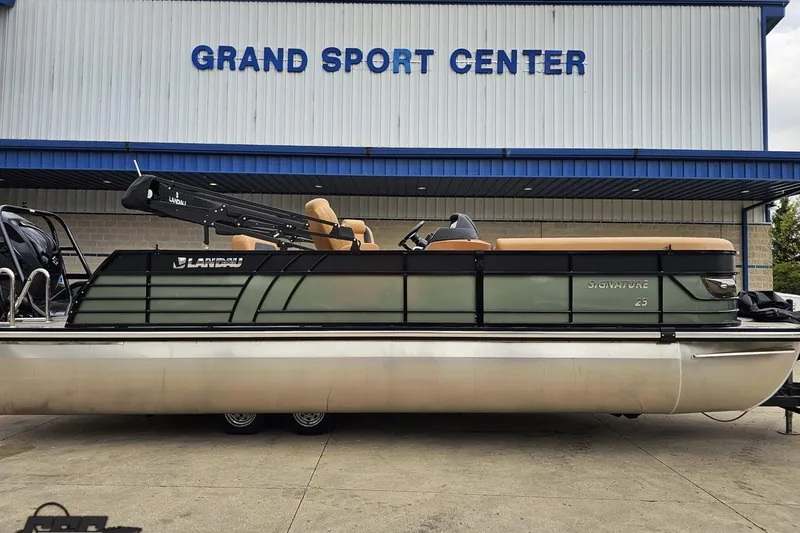 Slide: The Image of 2026 Landau Signature 25C pontoon boat at Grand Sport Center. - 3