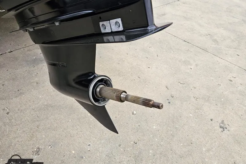 Slide: The Image of Close-up of a 2026 Landau Signature 25C boat propeller shaft on concrete surface. - 32