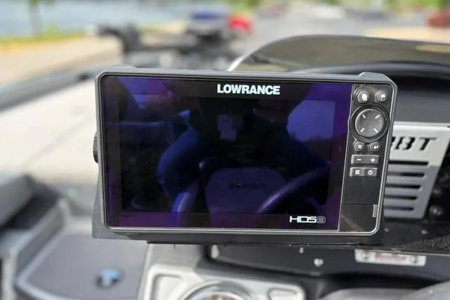 Slide: The Image of Lowrance HDS-9 fishfinder on 2021 Caymas CX 19 boat dashboard. - 51
