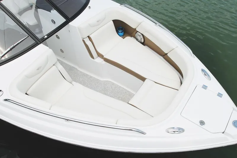 Slide: The Image of Manufacturer Provided Image: 2015 Chaparral 257 SSX boat interior with white and tan seating. - 4