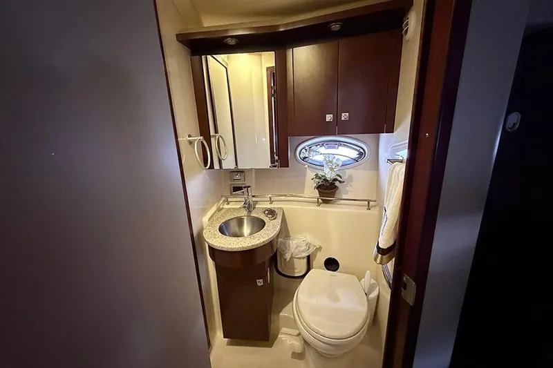 Slide: The Image of Luxurious bathroom in 2008 Sea Ray 36 Sedan Bridge yacht with modern fixtures. - 25