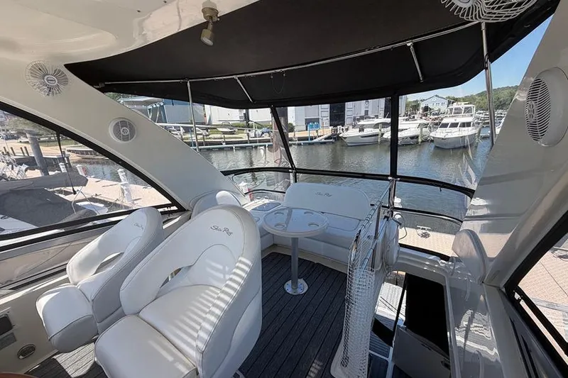 Slide: The Image of Interior view of 2008 Sea Ray 36 Sedan Bridge yacht at marina. - 8