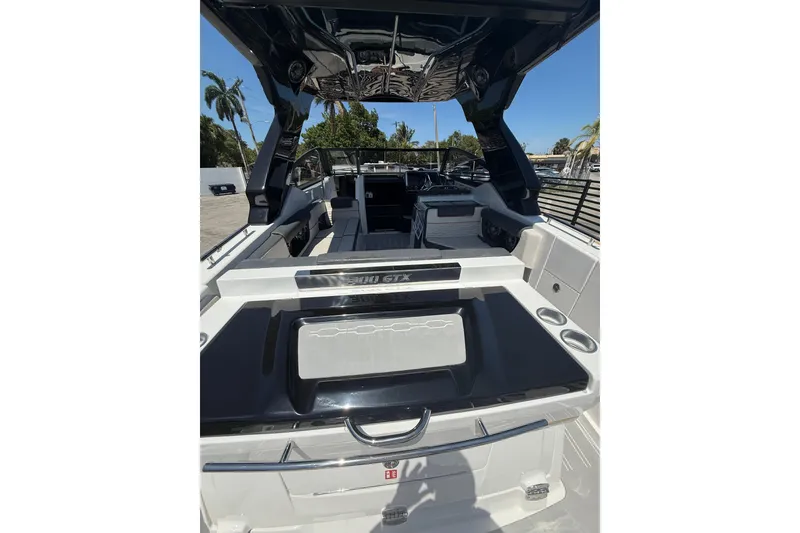 Slide: The Image of 2026 Granfort 300 GTX luxury boat interior with sleek design and modern amenities. - 8