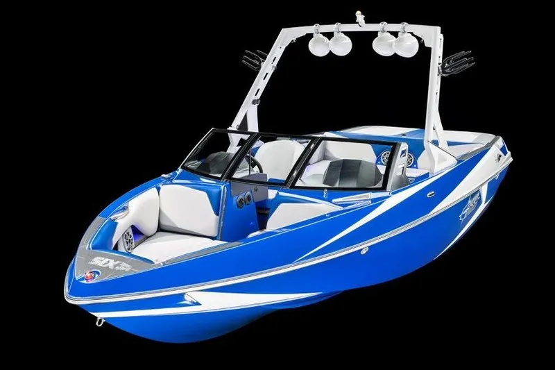 Slide: The Image of Manufacturer Provided Image: 2016 Axis T22 blue and white wakeboard boat with tower and speakers. - 48