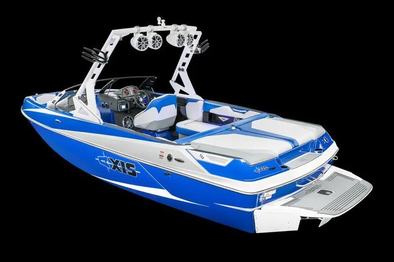 Slide: The Image of Manufacturer Provided Image: 2016 Axis T22 blue and white wakeboard boat with tower speakers. - 49