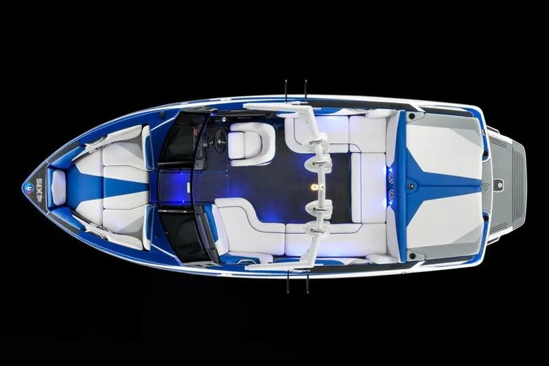 Slide: The Image of Manufacturer Provided Image: Top view of 2016 Axis T22 boat with blue and white interior. - 50