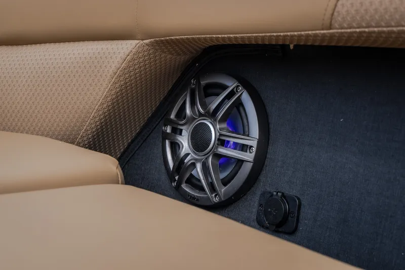 Slide: The Image of Speaker system in 2026 Evotti 525QL with beige upholstery and blue lighting. - 21
