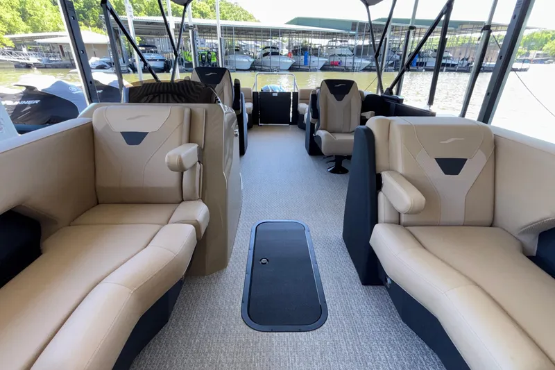 Slide: The Image of Luxurious interior of 2026 Evotti 525QL boat with beige seating and modern design. - 14