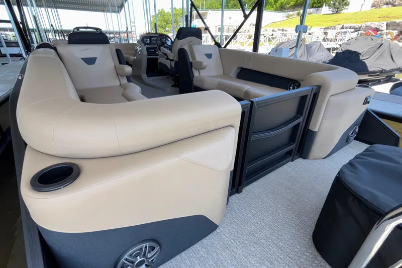 Slide: The Image of Luxurious interior of 2026 Evotti 525QL boat with beige seating and modern design. - 29