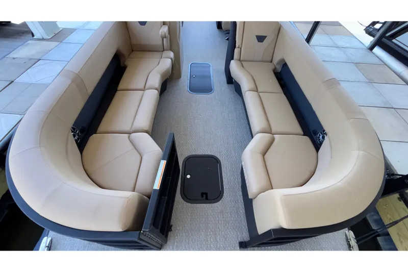 Slide: The Image of Luxurious seating inside 2026 Evotti 525QL boat, featuring beige upholstery and spacious layout. - 9