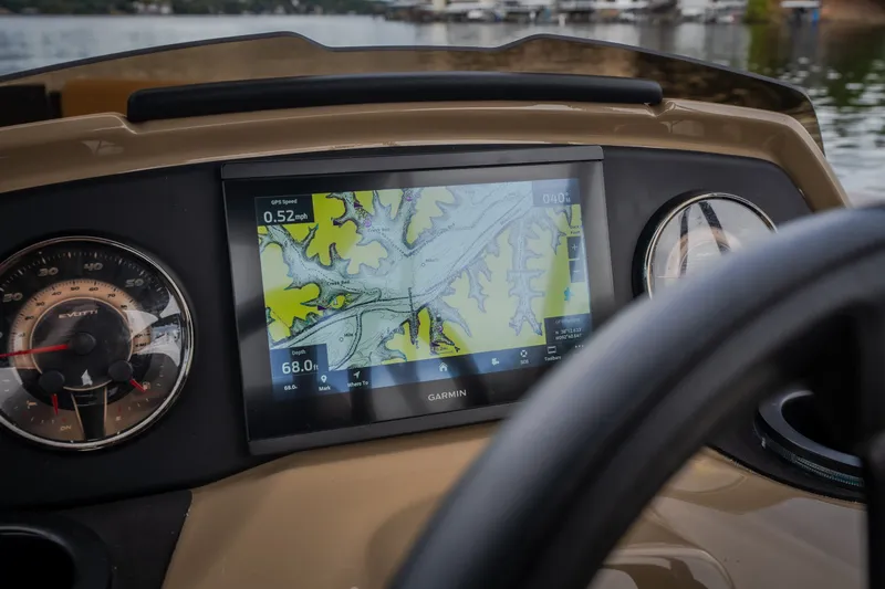 Slide: The Image of Dashboard of 2026 Evotti 525QL boat with GPS navigation display. - 35