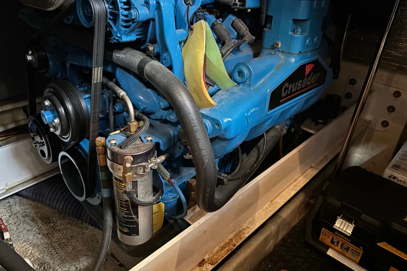 Slide: The Image of Engine compartment of a 2007 Silverton 43 Motor Yacht with Crusader engine. - 27
