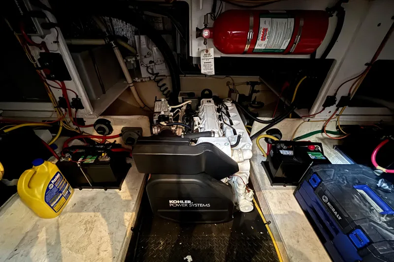 Slide: The Image of Engine room of a 2007 Silverton 43 Motor Yacht with Kohler power system. - 30
