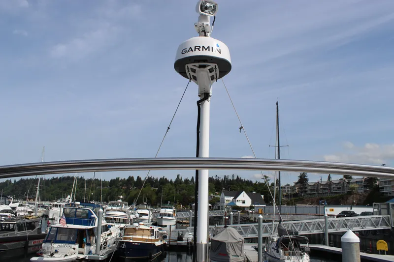 Slide: The Image of Marina view with Garmin radar on 1971 Grand Banks 36 Classic yacht. - 12