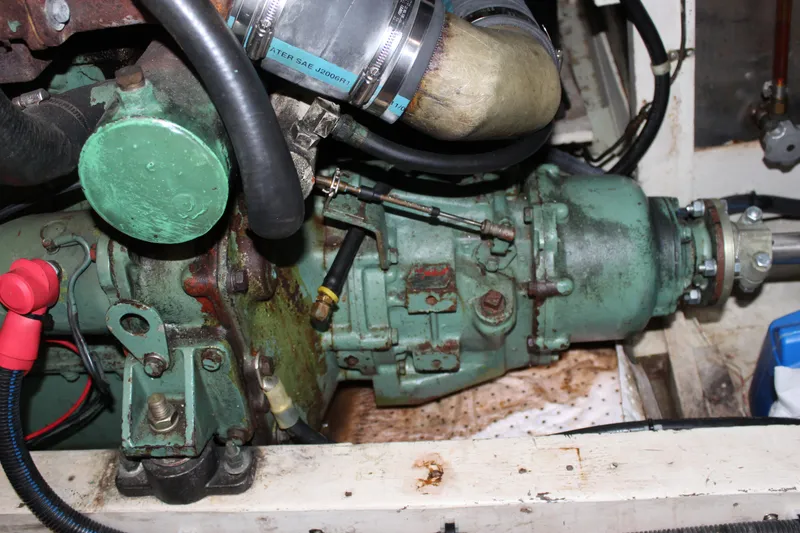 Slide: The Image of Engine compartment of a 1971 Grand Banks 36 Classic boat. - 31