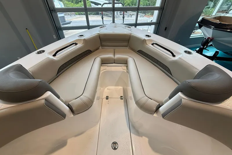 Slide: The Image of Interior view of 2026 Key West 249 FS boat, featuring spacious seating and modern design. - 6