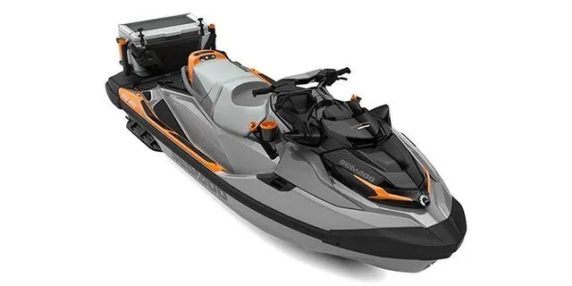 The Image of 2026 Sea-Doo FISH PRO jet ski in gray and orange. - 1